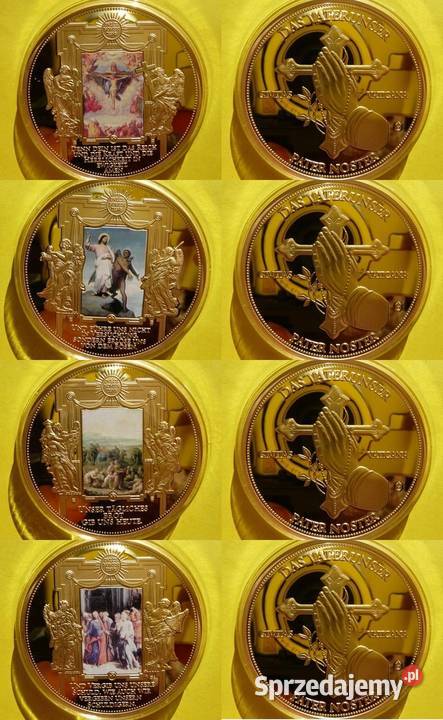 Moneta Medal Olbrzym Gigant Jezus Krzyż Obraz Watykan Złoto