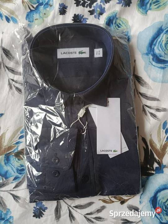 Koszula męska Lacoste bawełniana granatowa