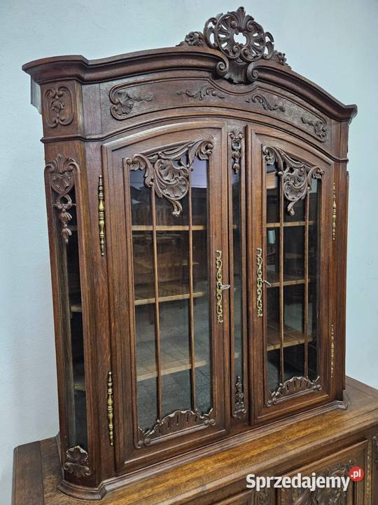 Stara dębowa witryna Ludwikowska Biblioteczka Nowy Sącz