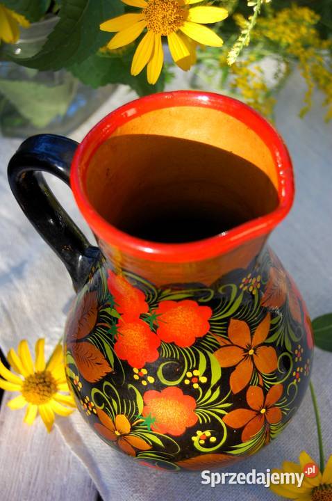 Chochłoma ręcznie malowany rosyjski dzbanek wielokolorowy Wazony Lublin