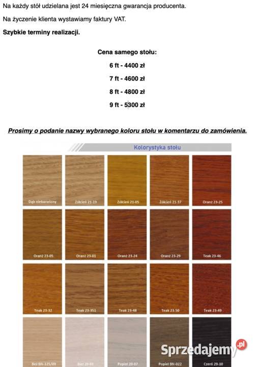 Stół Bilardowy Akropol lita olcha 8 ft z Piła