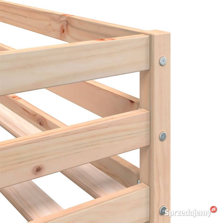 Łóżko piętrowe z zasłonkami niebieskie sosnowe 112cm Łóżka