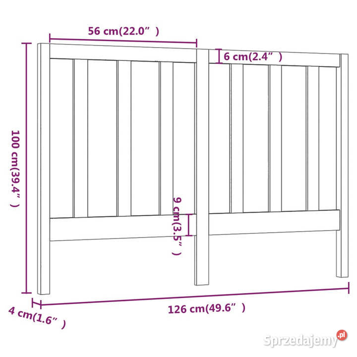 Wezgłowie łóżka 126x4x100 lite drewno sosnowe mazowieckie