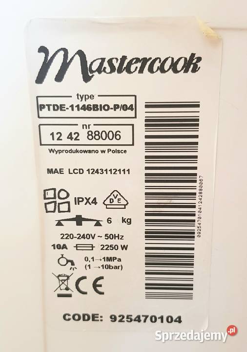 Pralka Mastercook ładowana góry 40cm śląskie Ruda Śląska