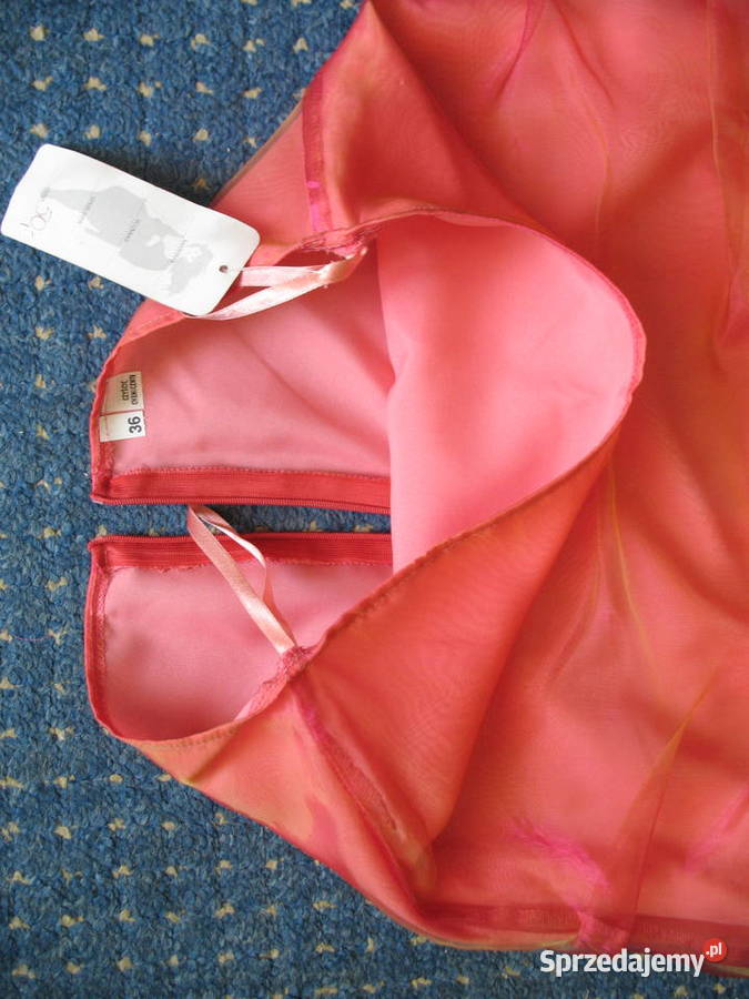 Spódnica Kolor malinowy szyfon i satyna 34 XS Siedlce
