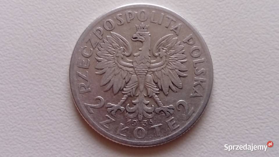 Moneta 2 1934 r Głowa kobiety Srebro rzadsza Mosina sprzedam