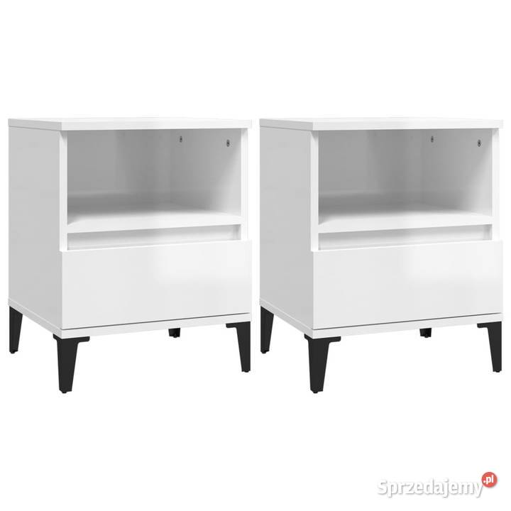 Szafki nocne 2 białe wysoki połysk 40x35x50 Pozostałe Warszawa