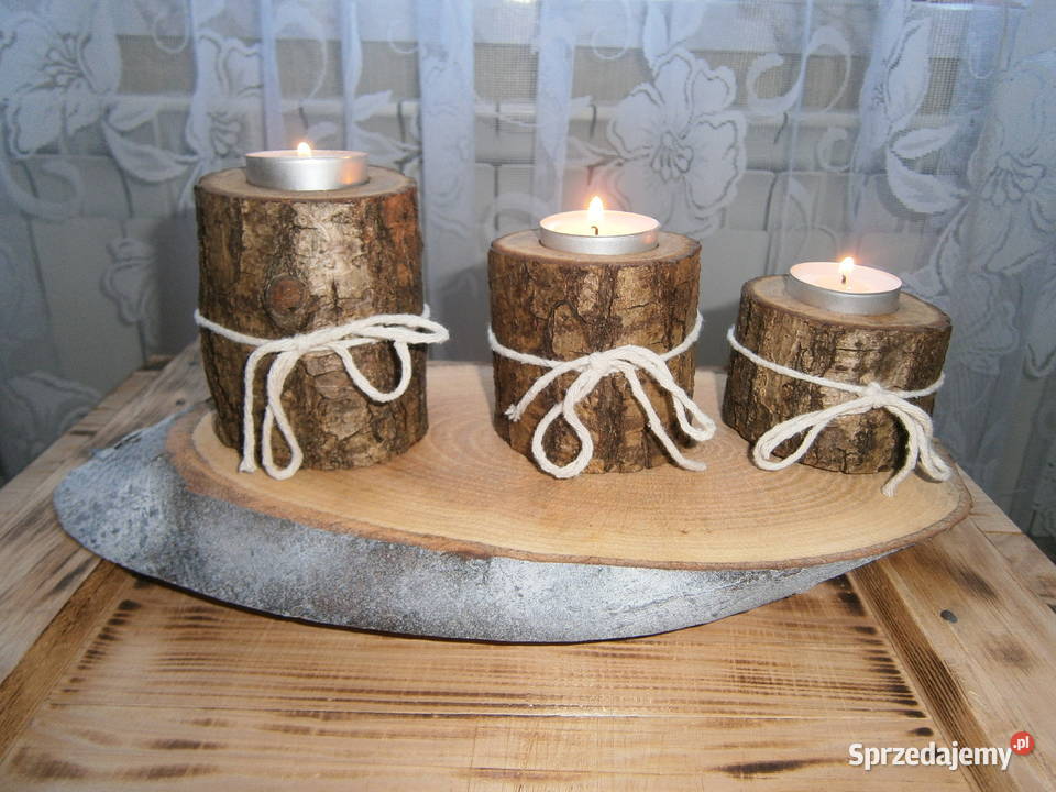 dębowy zestaw tealight 3 plaster drewna Siedlce sprzedam