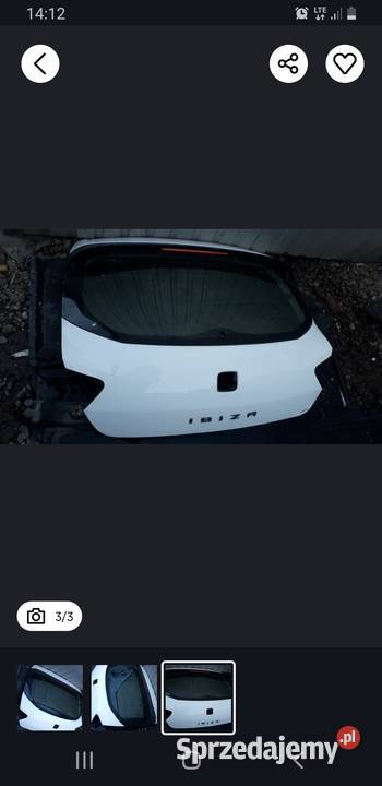 Klapa Tył Seat Ibiza 3D Biała Klapy bagażnika Kraków