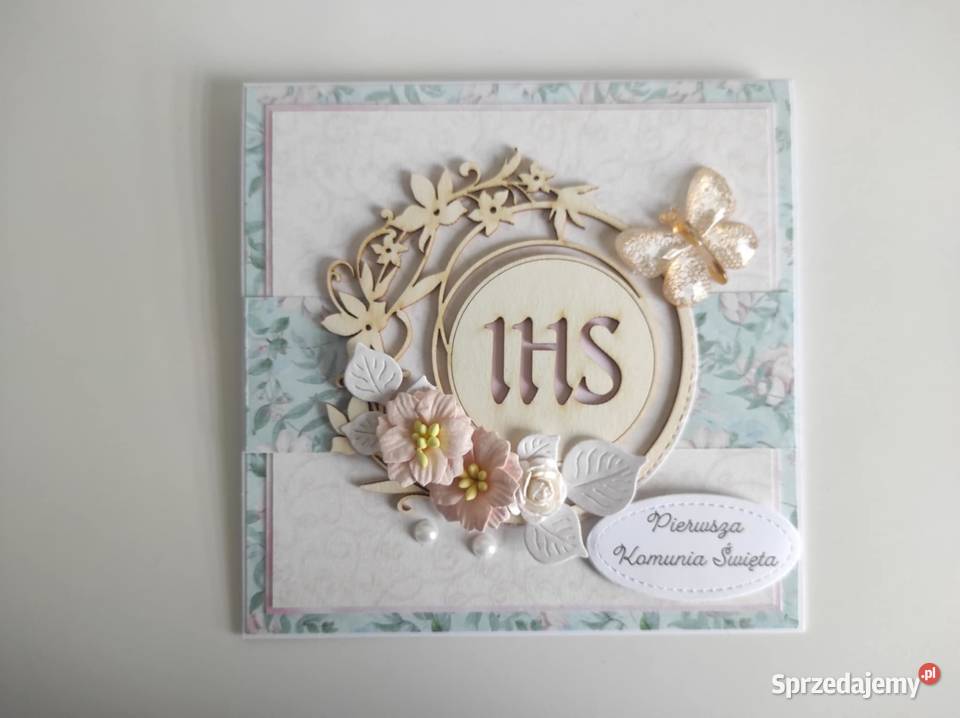 Kartka w pudełku ręcznie robiona na Komunię