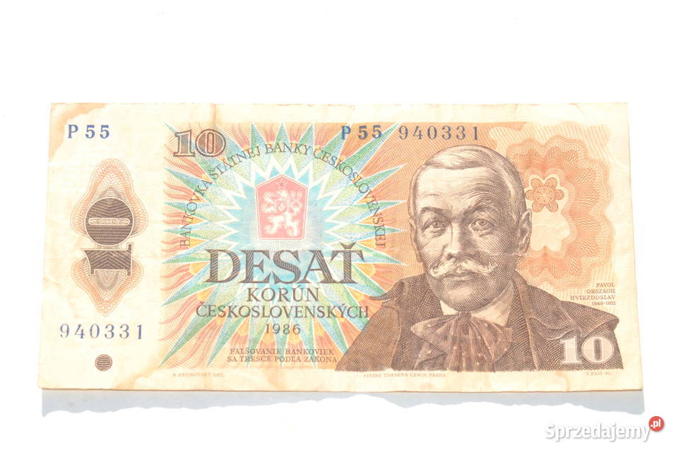 Stary banknot 10 koron Czechosłowacja 1986 antyk Cieszyn sprzedam
