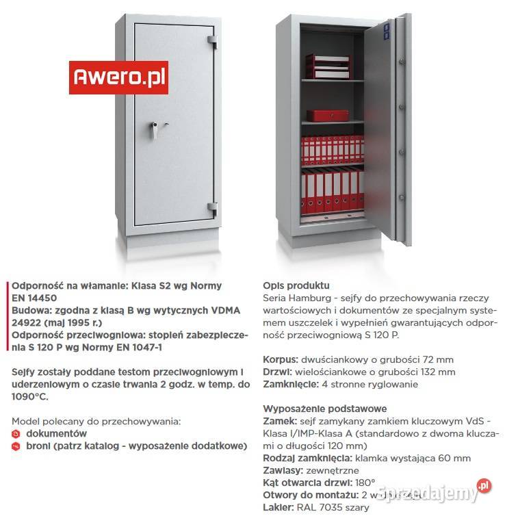Sejf Hamburg 45000 S2 ogniodporny 120 min na Łódź