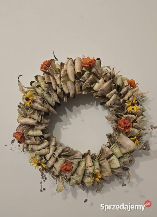 Duży Wianek z liści kukurydzy Rękodzieło Węgorzewo