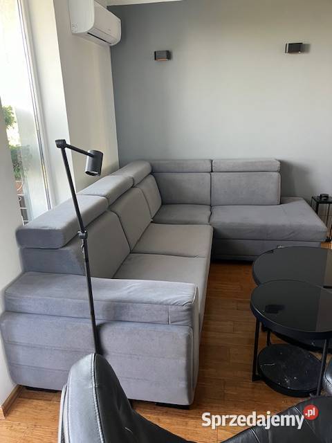 Elegancka sofa wypoczynkowa rozkładana szara Katowice