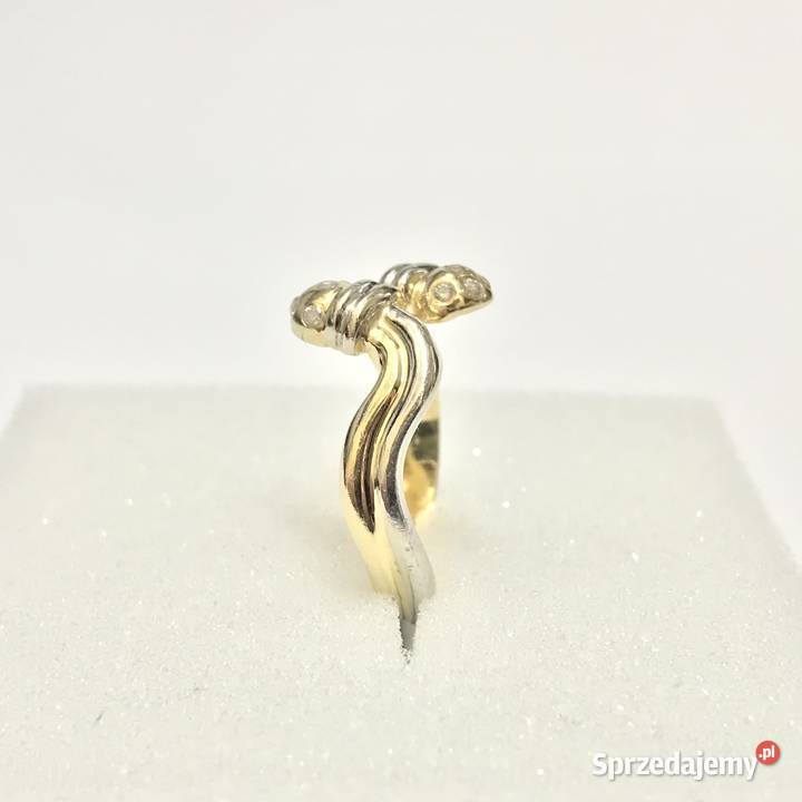 Złoty PIERŚCIONEK 14K żółte i BIAŁE złoto Warszawa
