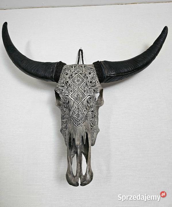 UNIKATRzeźbiona duża czaszka bawoła rękodzieło dolnośląskie Wałbrzych