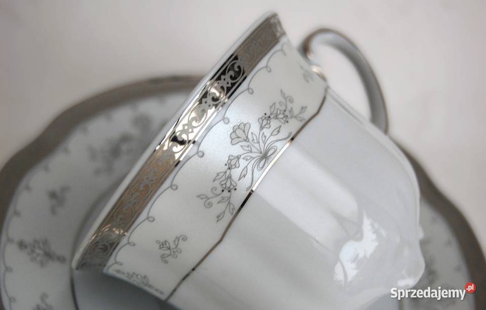 Srebrzona filiżanka ze spodkiem BOLERO porcelana