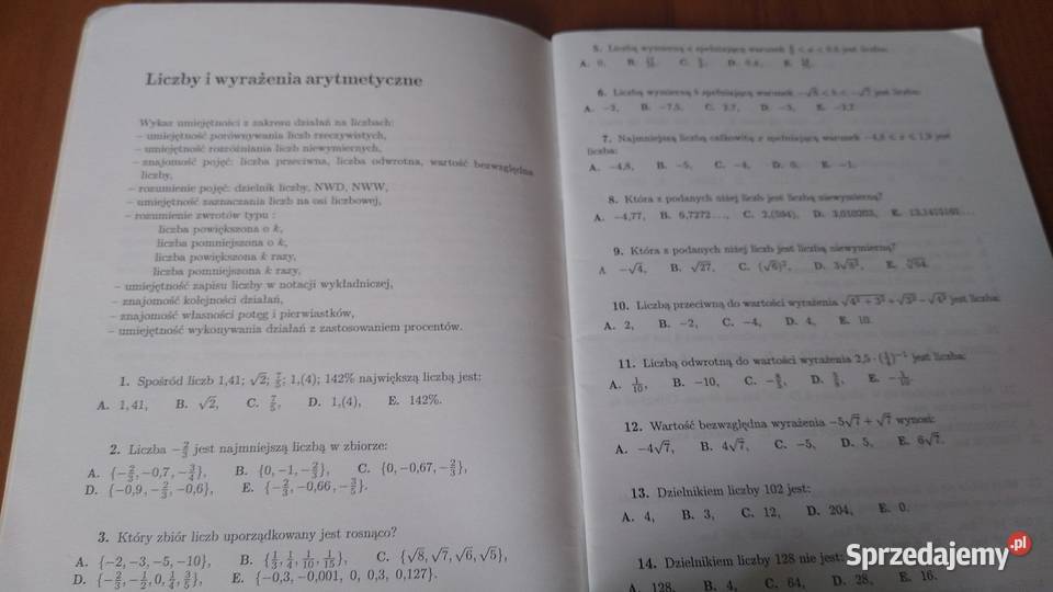 Matematyka 8 testy wyboru wielokrotnego Bolałek szkoła podstawowa Gdańsk