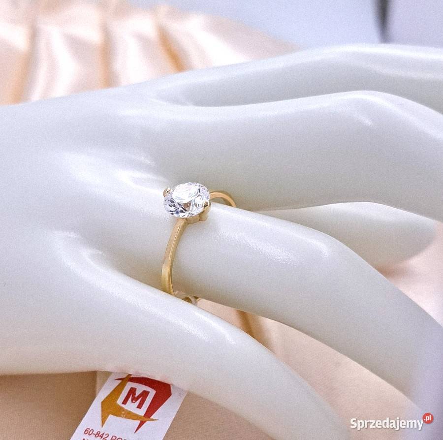 Pierścionek r16 Złoty pr585 classic z jednym Poznań