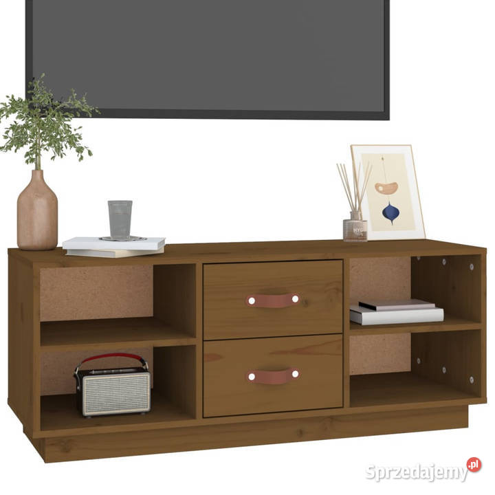 Szafka pod TV miodowy brąz 100x34x40 lite drewno Warszawa
