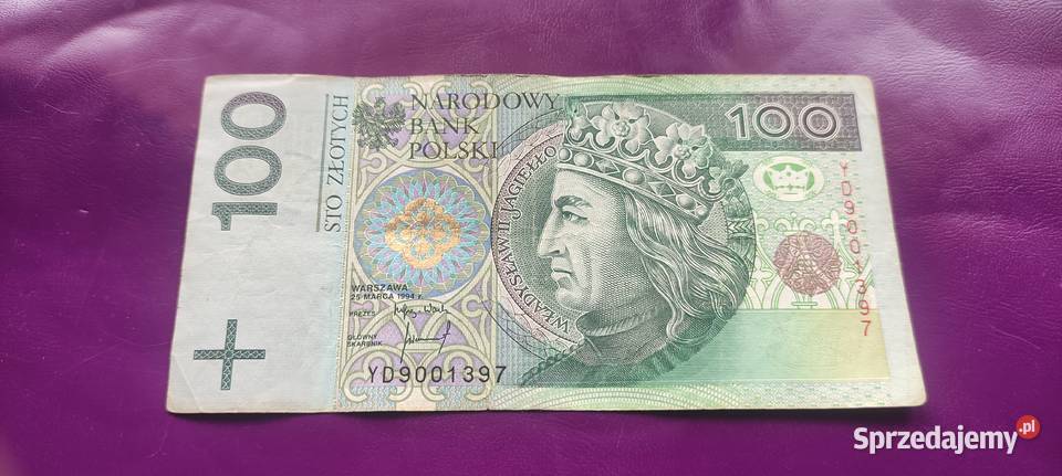 Banknot 100 1994 seria YD Zastępcza seria 14 Kolekcje Pruszków