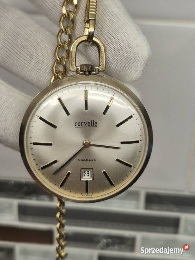 Pozłacany zegarek kieszonkowy Corvette vintge śląskie Chorzów