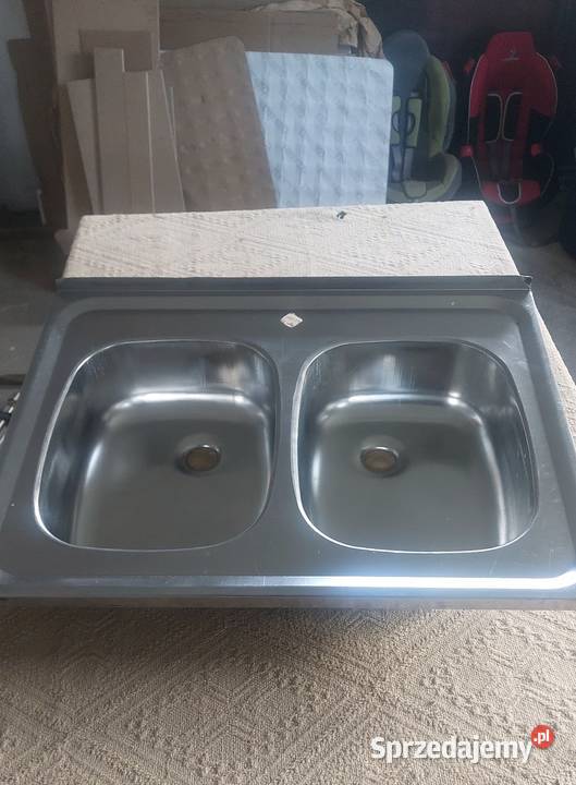 Zlew dwukomorowy ze stali nierdzewnej 80 x 60 lubelskie Baranów