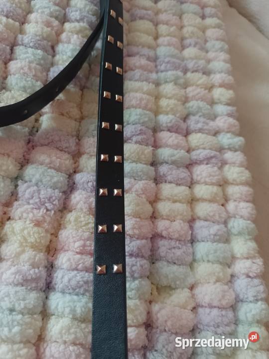 Bogato zdobiony Czarny pasek z dżetami pas Kraków sprzedam