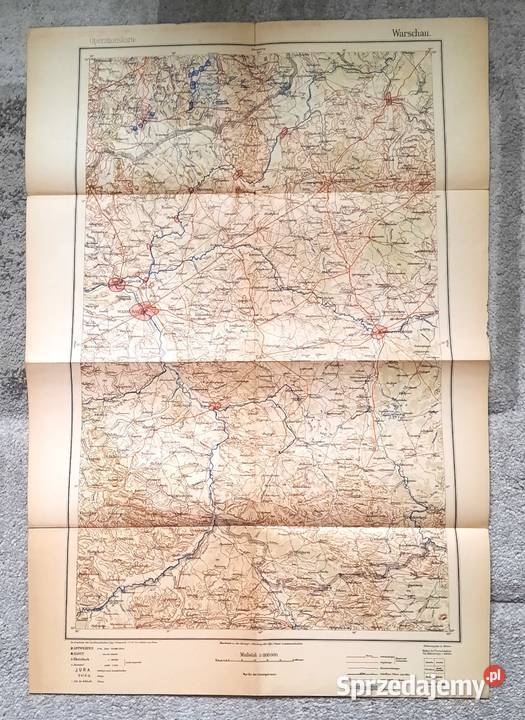 Stara Niemiecka Mapa Warszawa Warschau Gliwice sprzedam