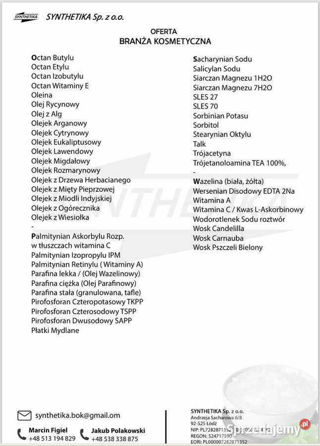 Surowce i Odczynniki Chemiczne SYNTHETIKA Sp z o