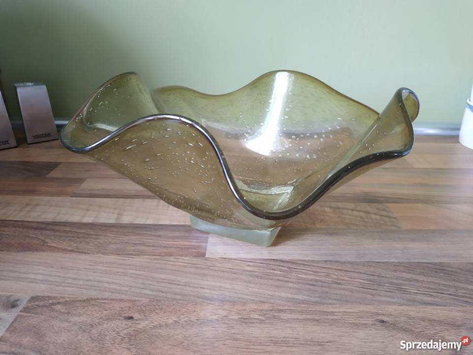Szklane naczynie misa patera zgniła zieleń odcienie zieleni Warszawa sprzedam