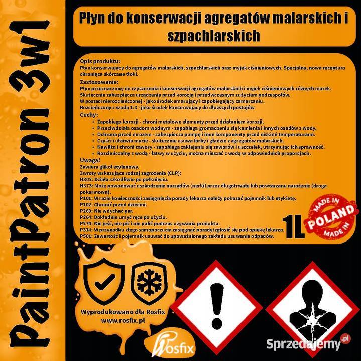 Płyn Konserwująco Czyszczący 3w1 1L Pistolet Malarskie Malarskie Ludźmierz