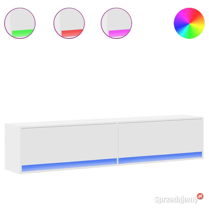 Ścienna szafka pod TV z LED biała 180x31x38 Warszawa