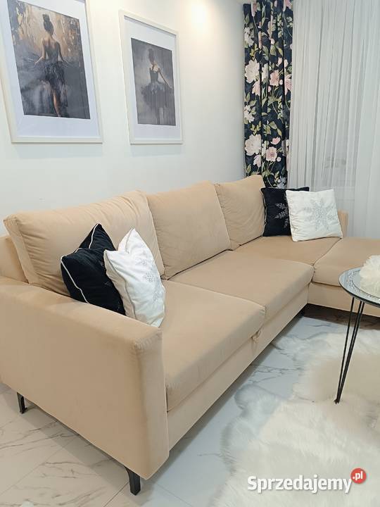 Narożnik rozkładany Milano welurowy beżowy Dom i Ogród małopolskie Olkusz