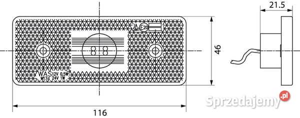 Lampa obrysowa LED prostokątna 1224V z przewodem Kamionna