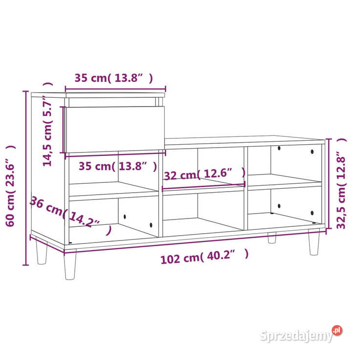 Szafka na buty szary dąb sonoma 102x36x60 Warszawa