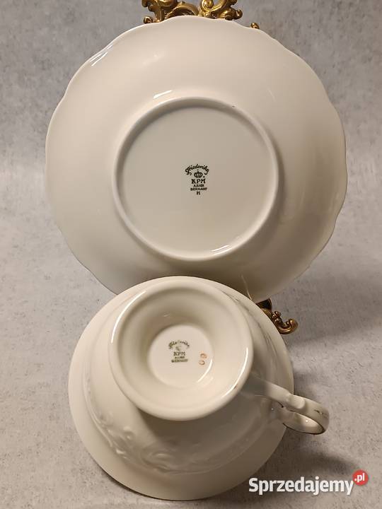 KPM Friederike Herbaciana Duża Filiżanka Duet Porcelana i szkło Jawor sprzedam