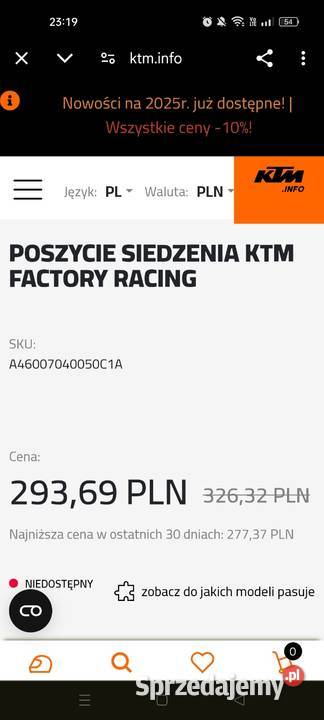 KTM poszycie obicie siodełka cross nowy t shirt Motoryzacja podkarpackie Ropczyce sprzedam