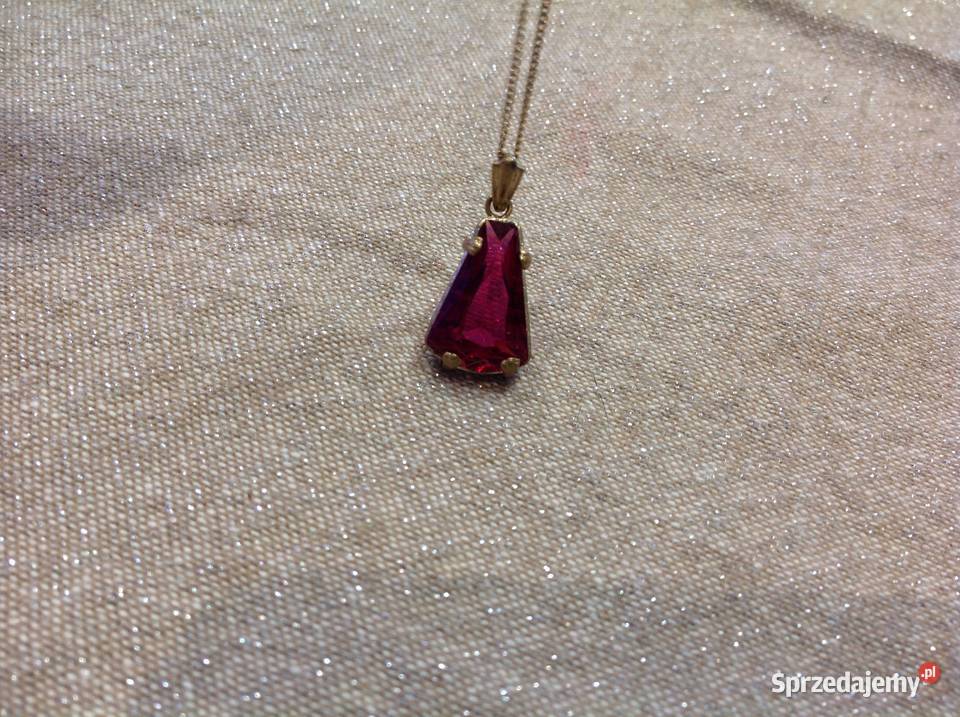 Stara Zawieszka Pozłacana Wisiorek z Czerwonym Nowa Sól