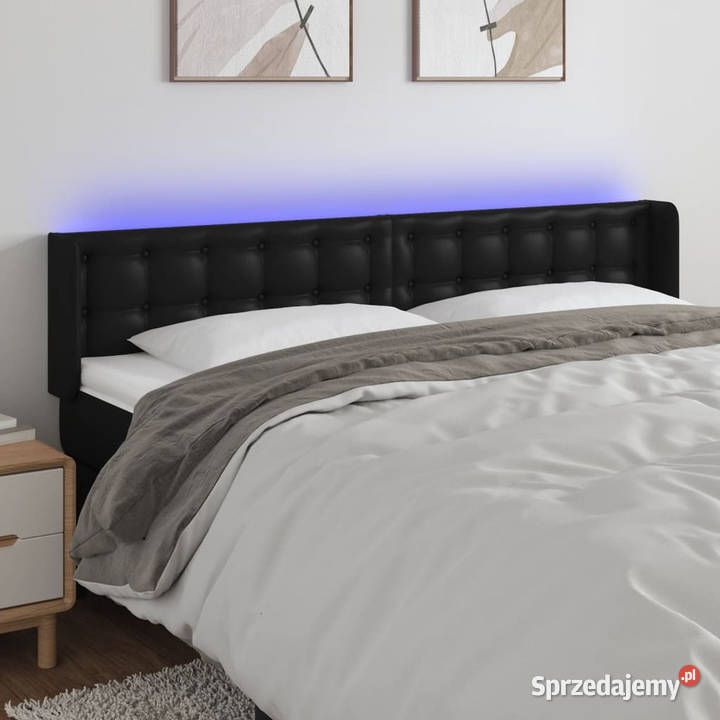 Zagłówek do łóżka z LED czarny 163x16x7888 mazowieckie