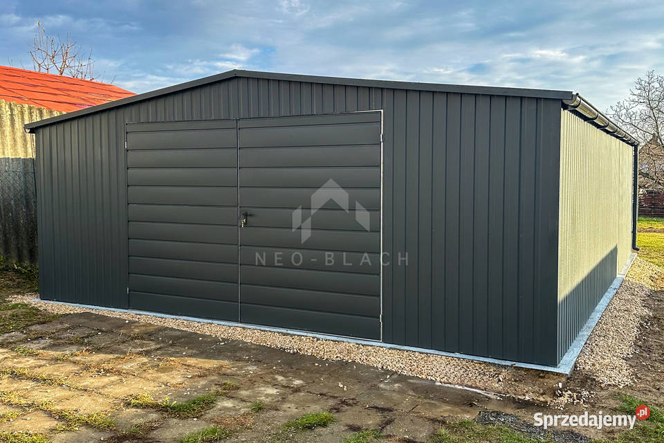 Garaż Blaszany 6x7m Brama Rynny Antracyt Dach 302zł/m2 Nieruchomości Chodzież