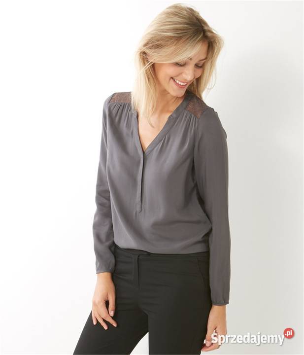 NOWA Camaieu 38M Szara Bluzka Elegancka Koronka zachodniopomorskie Szczecin