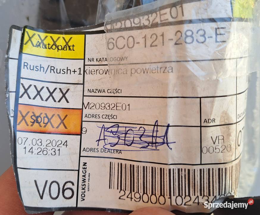 Kierownica Powietrza Lewa VW Polo 6C 20152018 OE Mielęcin sprzedam