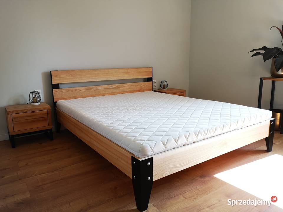 Łóżko jesionowe dębowe 160x200 Szafka nocna 160cm Dom i Ogród Wrocław