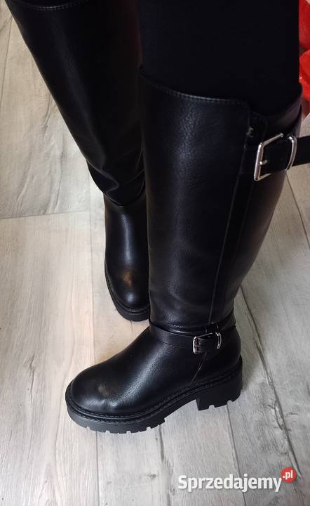 37 Czarne traperowe Kozaki oficerki biznesowe Kraków