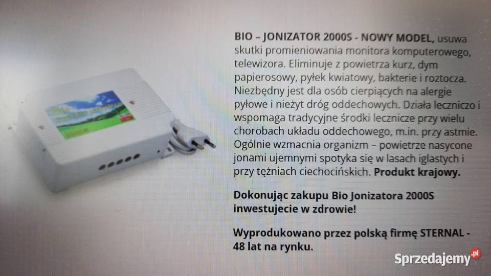 JONIZATOR OCZYSZCZACZ POWIETRZAMODEL 2000S Borzęcin Duży