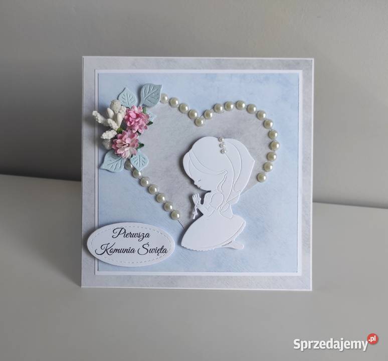 Kartka ręcznie robiona Komunia Święta handmade Łódź