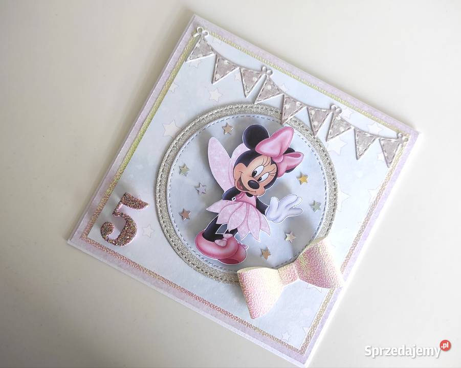 Kartka ręcznie robiona na urodziny Myszka Minnie łódzkie Łódź sprzedam