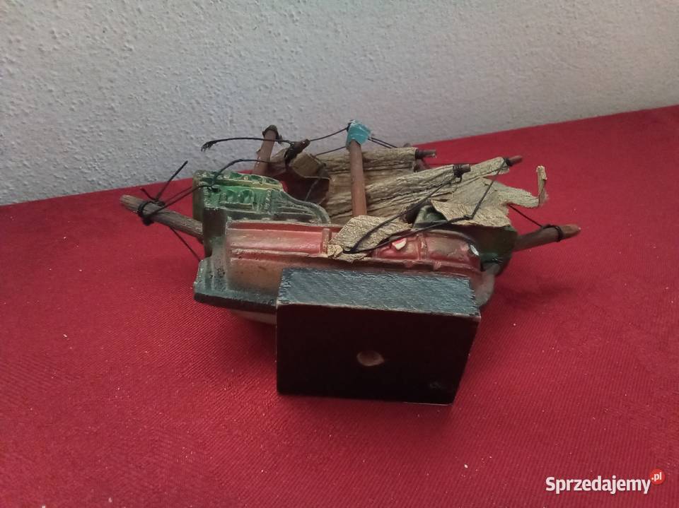 Statek miniaturka model drewniany vintage Warszawa sprzedam
