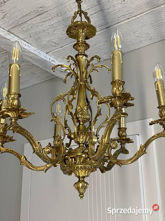 Francuski Żyrandol 40 Francja mosiądz 6ram Antyk Lampy Poznań